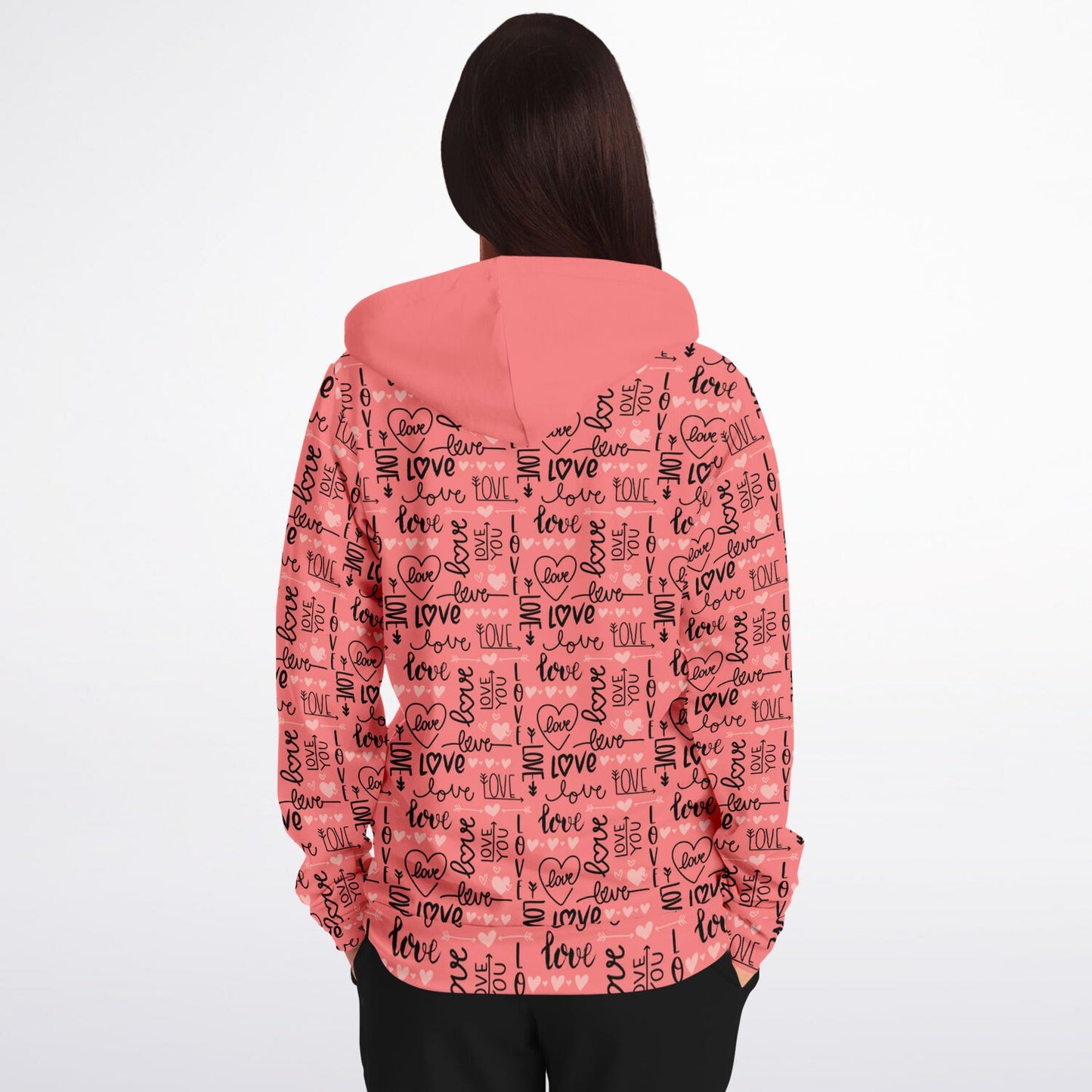 Dog Mom Fashion Zip-Up I Love You Patterned Hoodie