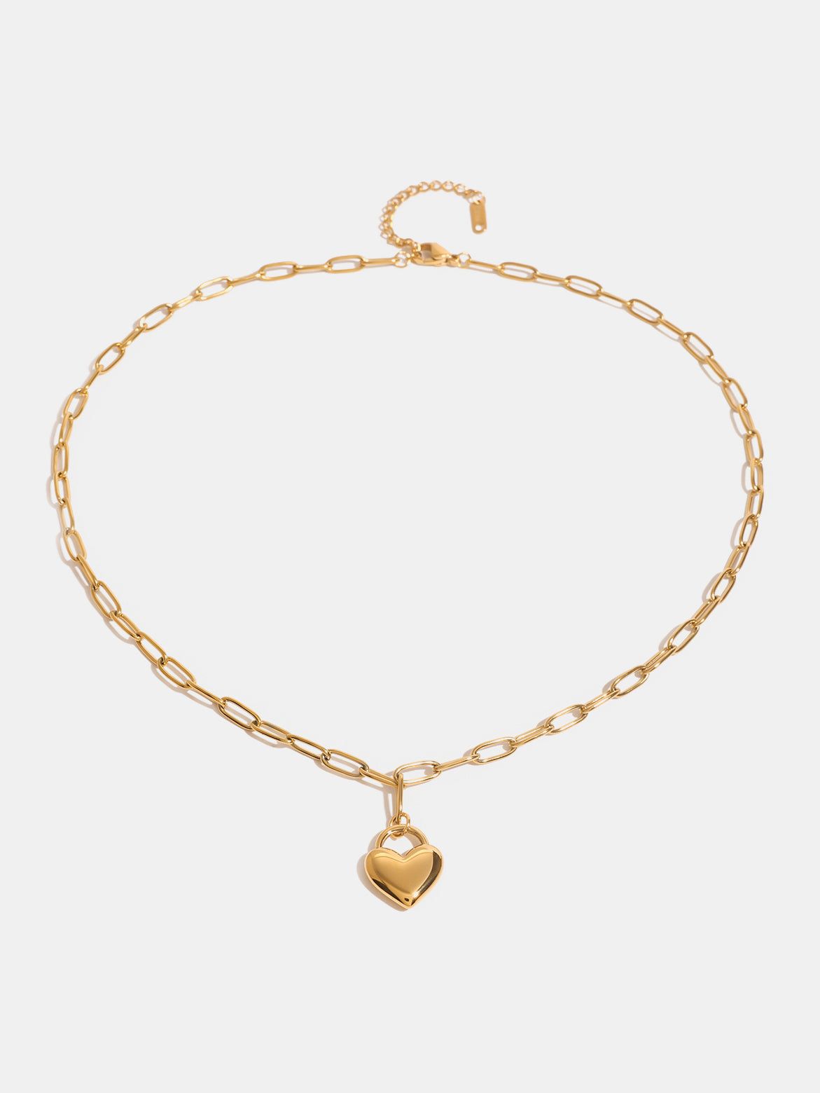 Heart Necklace Valentines Gift, 18K Gold-Plated Stainless Steel Heart Pendant Necklace