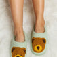 Melody Teddy Bear Print Plush Slide Slippers