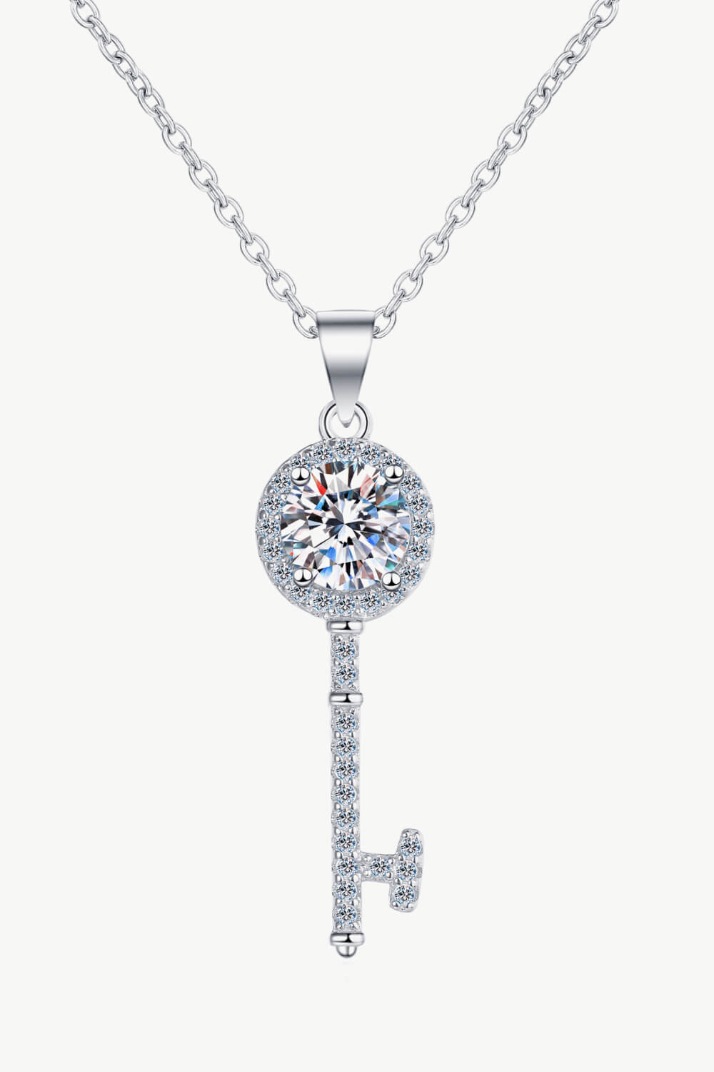 Adored Moissanite Key Pendant Necklace, Key to my heart gift for her, engagement necklace, valentine's gift