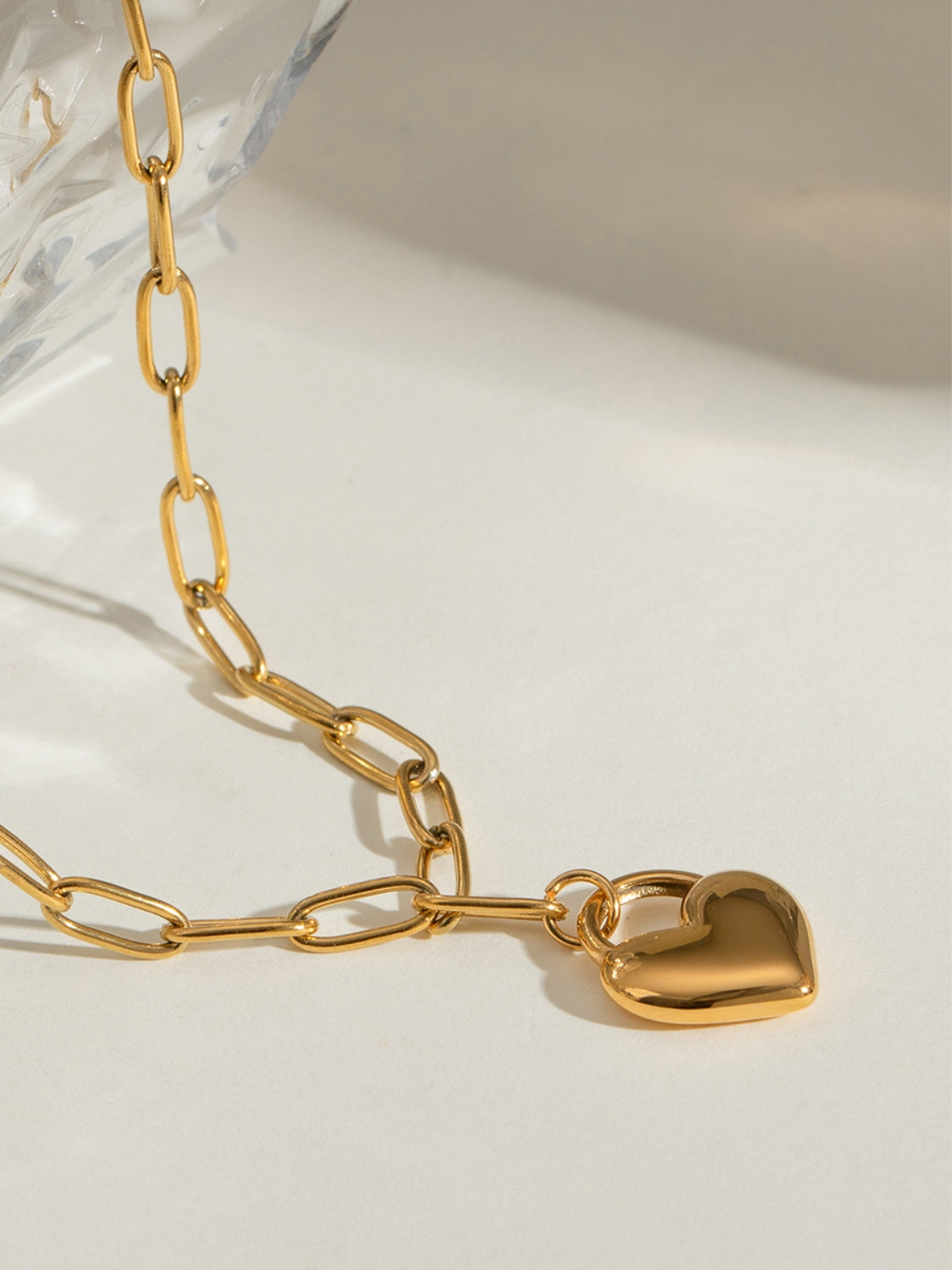 Heart Necklace Valentines Gift, 18K Gold-Plated Stainless Steel Heart Pendant Necklace