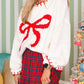 Croquet Bow Round Neck Long Sleeve Sweater