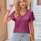 Double Take Ruched V-Neck Short Sleeve T-Shirt