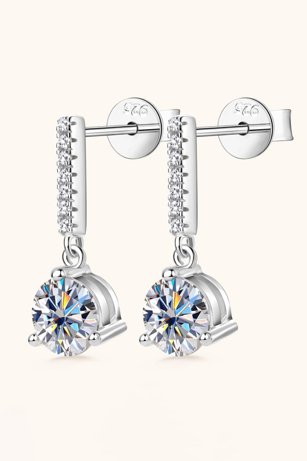 2 Carat Moissanite 925 Sterling Silver Drop Earrings