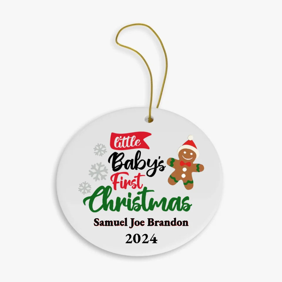 Personalized Baby Boy Ceramic Ornament with custom name and year