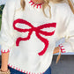 Croquet Bow Round Neck Long Sleeve Sweater