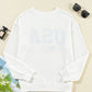 USA Graphic Round Neck Long Sleeve Patriotic White Sweatshirt