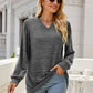 Heathered V-Neck Long Sleeve T-Shirt