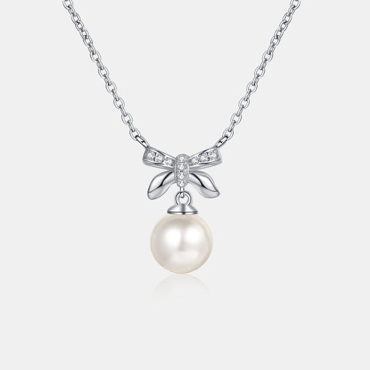 Pearl Christmas Ornament  Pendant Moissanite 925 Sterling Silver Necklace