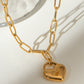 Heart Necklace Valentines Gift, 18K Gold-Plated Stainless Steel Heart Pendant Necklace