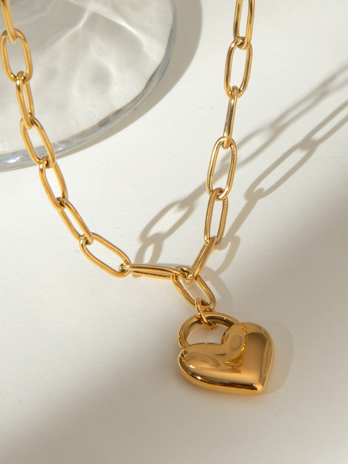 Heart Necklace Valentines Gift, 18K Gold-Plated Stainless Steel Heart Pendant Necklace