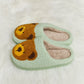 Melody Teddy Bear Print Plush Slide Slippers