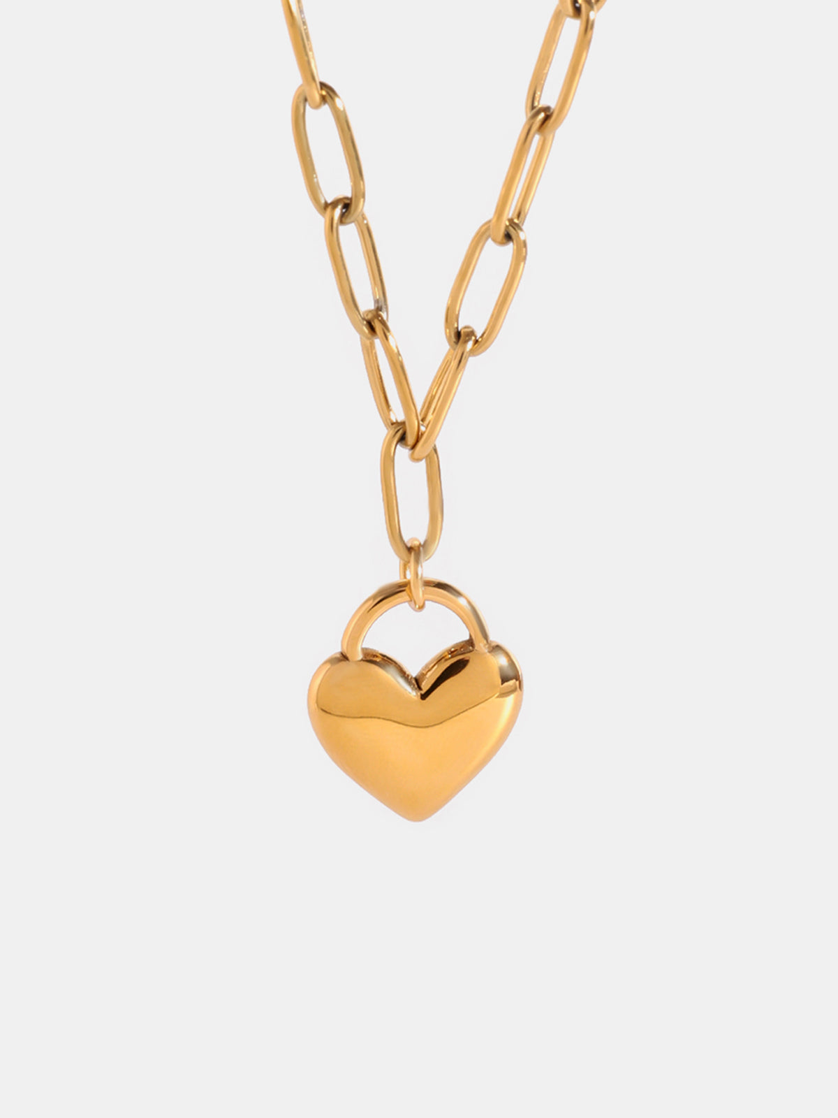 Heart Necklace Valentines Gift, 18K Gold-Plated Stainless Steel Heart Pendant Necklace