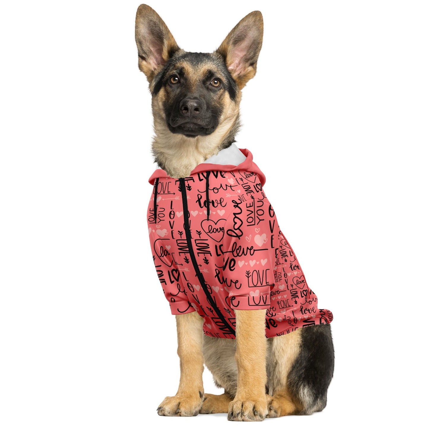 Athletic Dog Zip - Up Hoodie - AOP - I Love Heartstrings