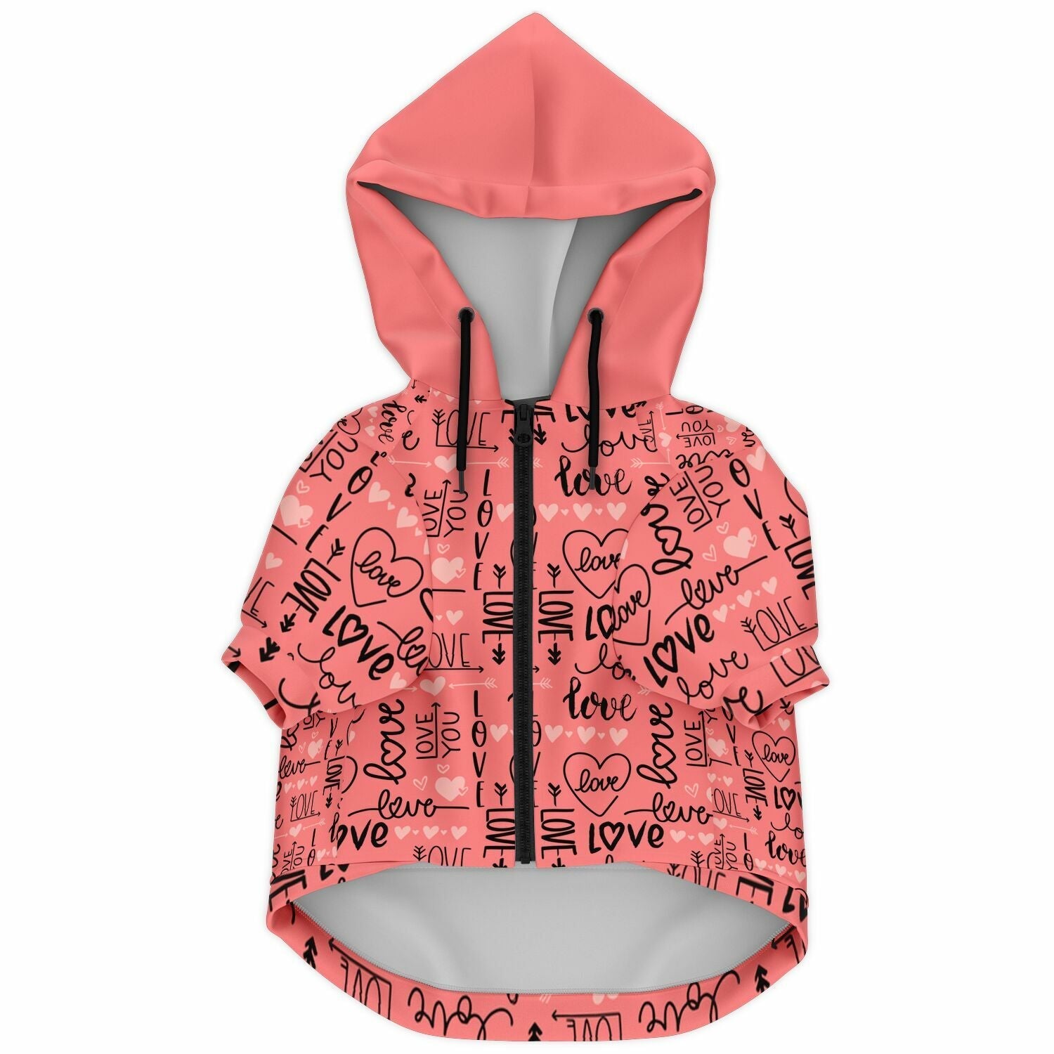 Athletic Dog Zip - Up Hoodie - AOP - I Love Heartstrings