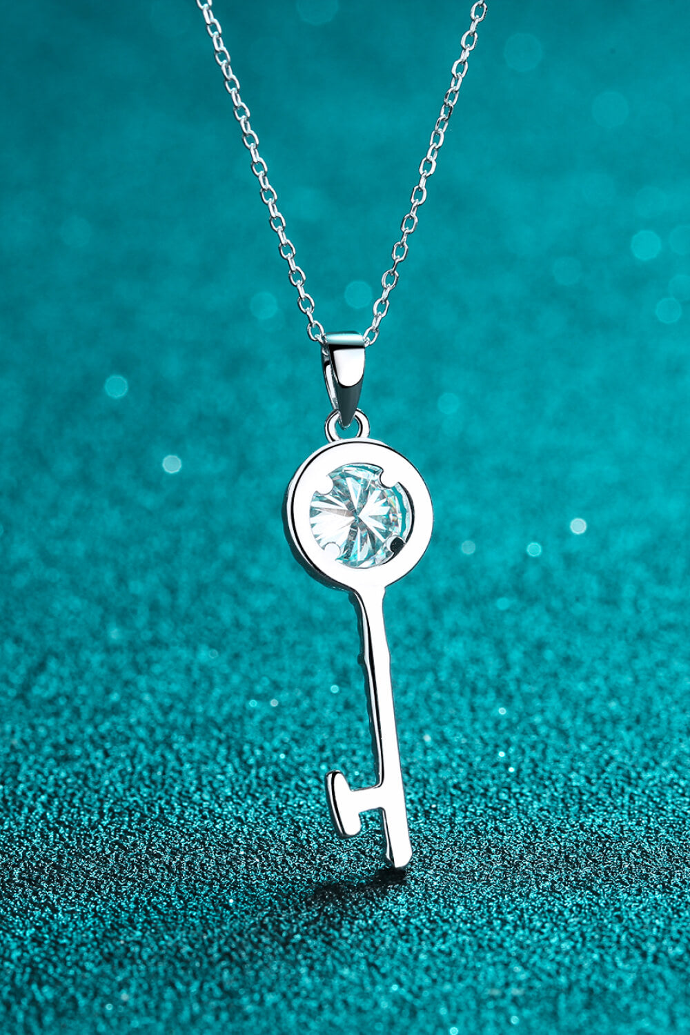 Adored Moissanite Key Pendant Necklace, Key to my heart gift for her, engagement necklace, valentine's gift