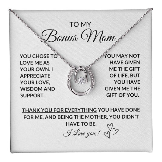 Bonus Mom Necklace Appreciation Birthday Gift Mother's Day Present - I Love Heartstrings