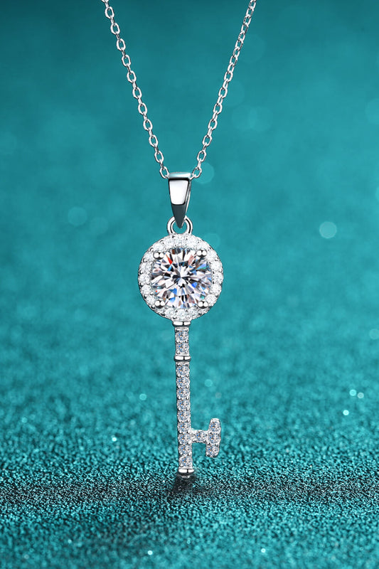 Adored Moissanite Key Pendant Necklace, Key to my heart gift for her, engagement necklace, valentine's gift