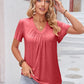 Double Take Ruched V-Neck Short Sleeve T-Shirt