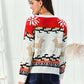 Reindeer Holiday Sweater Cozy  Round Neck Christmas Sweater