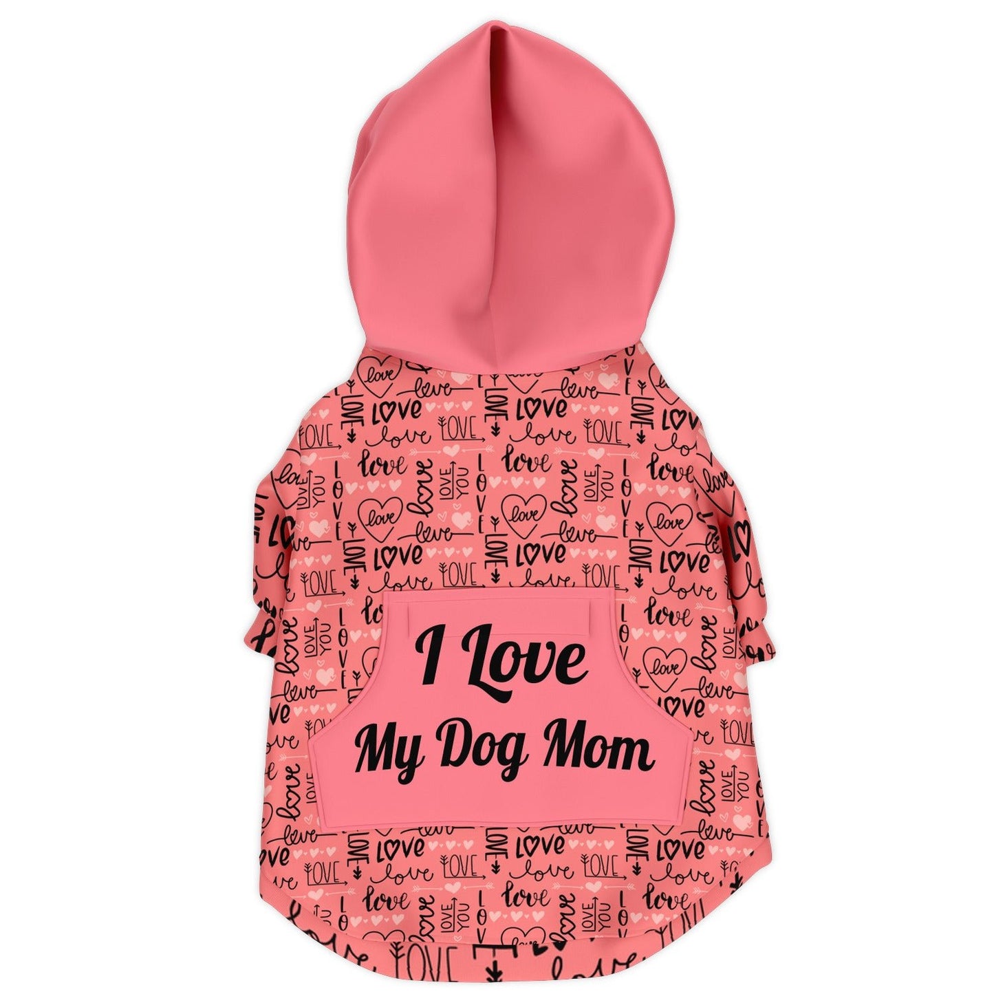 Coral Fashion Dog Zip - Up Hoodie - AOP I Love My Dog Mom Hoodie for Dogs New Owner pet gift - I Love Heartstrings