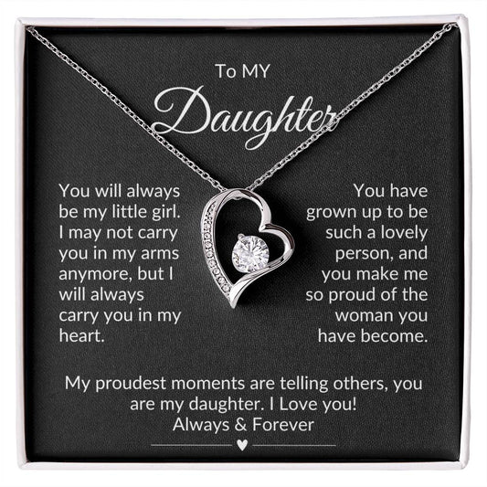 CZ Heart Necklace for Daughter from Dad or Mom - I Love Heartstrings