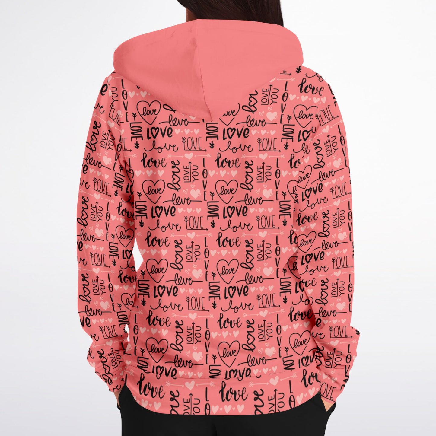 Dog Mom Fashion Zip-Up I Love You Patterned Hoodie