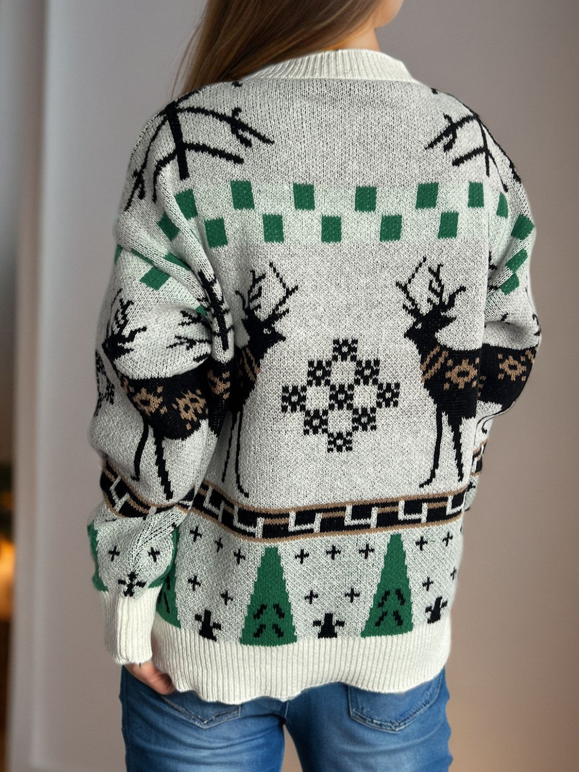 Ugly Christmas Sweater Reindeers and Christmas Trees Holiday Sweater