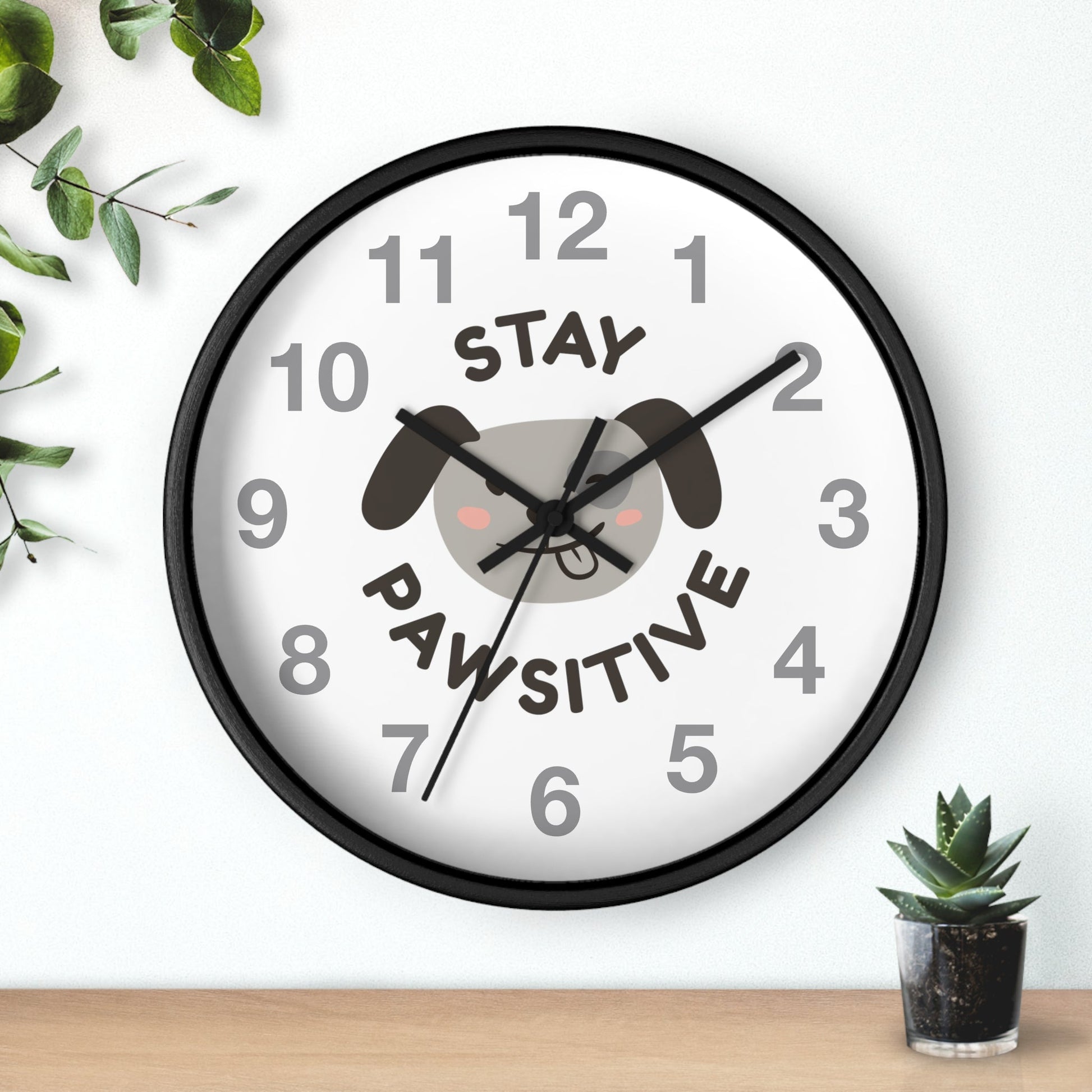 Dog Lover Gift Dog Wall Clock Stay Pawsitive Housewarming Gift - I Love Heartstrings