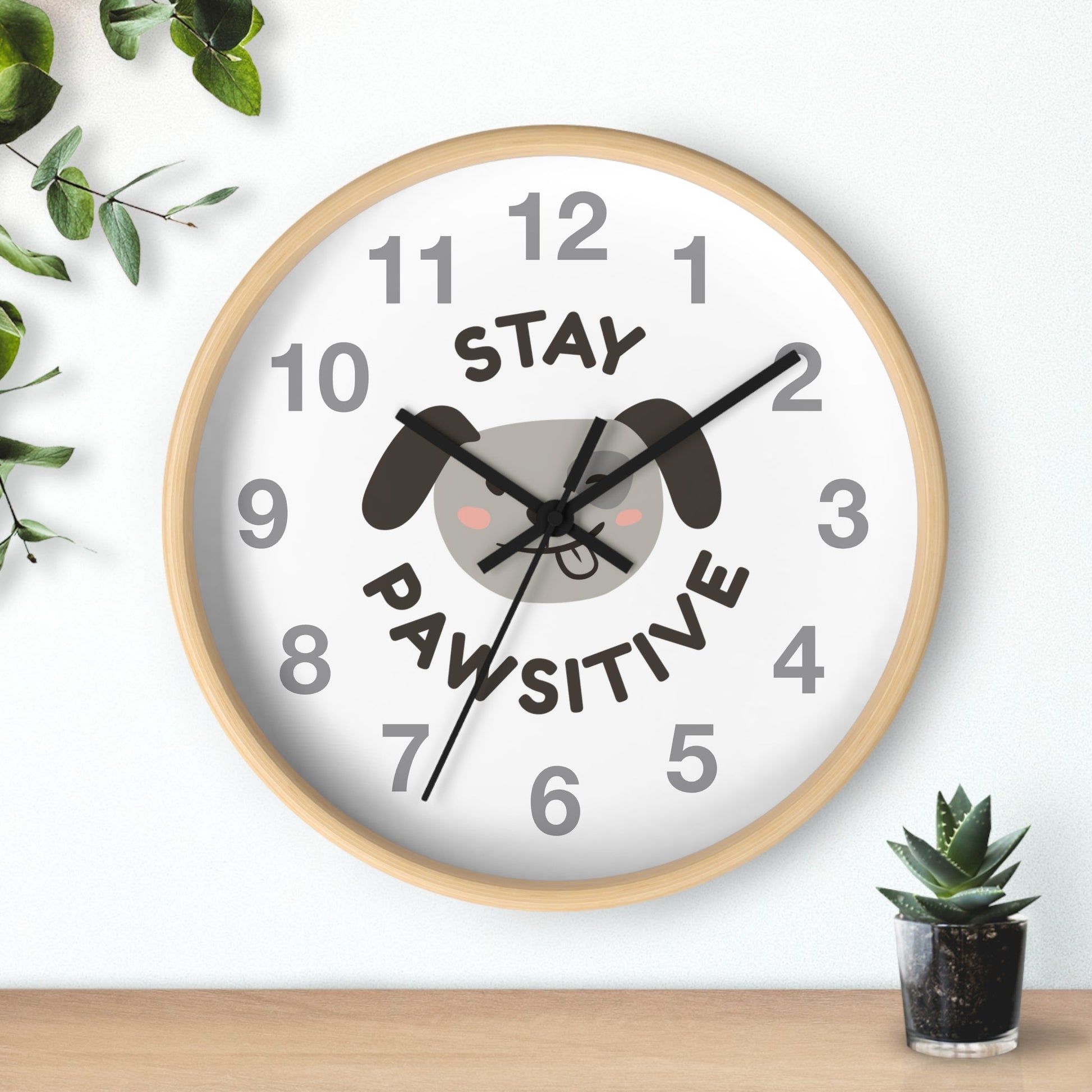 Dog Lover Gift Dog Wall Clock Stay Pawsitive Housewarming Gift - I Love Heartstrings