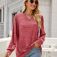 Heathered V-Neck Long Sleeve T-Shirt