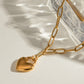 Heart Necklace Valentines Gift, 18K Gold-Plated Stainless Steel Heart Pendant Necklace