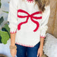 Croquet Bow Round Neck Long Sleeve Sweater