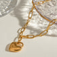 Heart Necklace Valentines Gift, 18K Gold-Plated Stainless Steel Heart Pendant Necklace