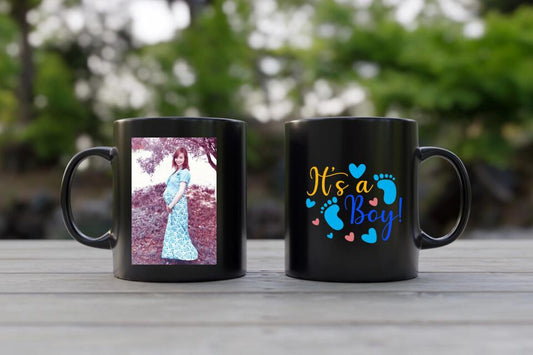 Gender Reveal Announcement Mug Black