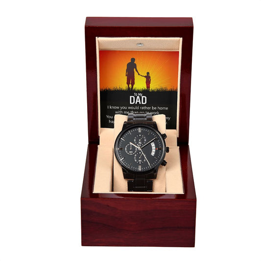 Black Chronograph Watch Gift from Daughter to Dad, Fathers Day, Birthday present, To My Dad, You Are My Hero, I Love You, Keepsake Timepiece - I Love Heartstrings