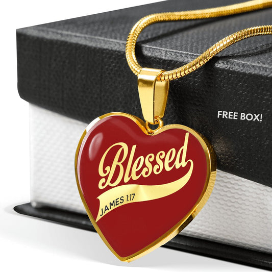 Blessed James 1:17 Christian Heart Necklace for her with Engraving Silver or 18K gold finish - I Love Heartstrings