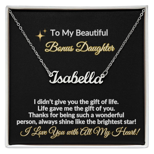 Bonus Daughter necklace Personalized name pendant with Message card - I Love Heartstrings