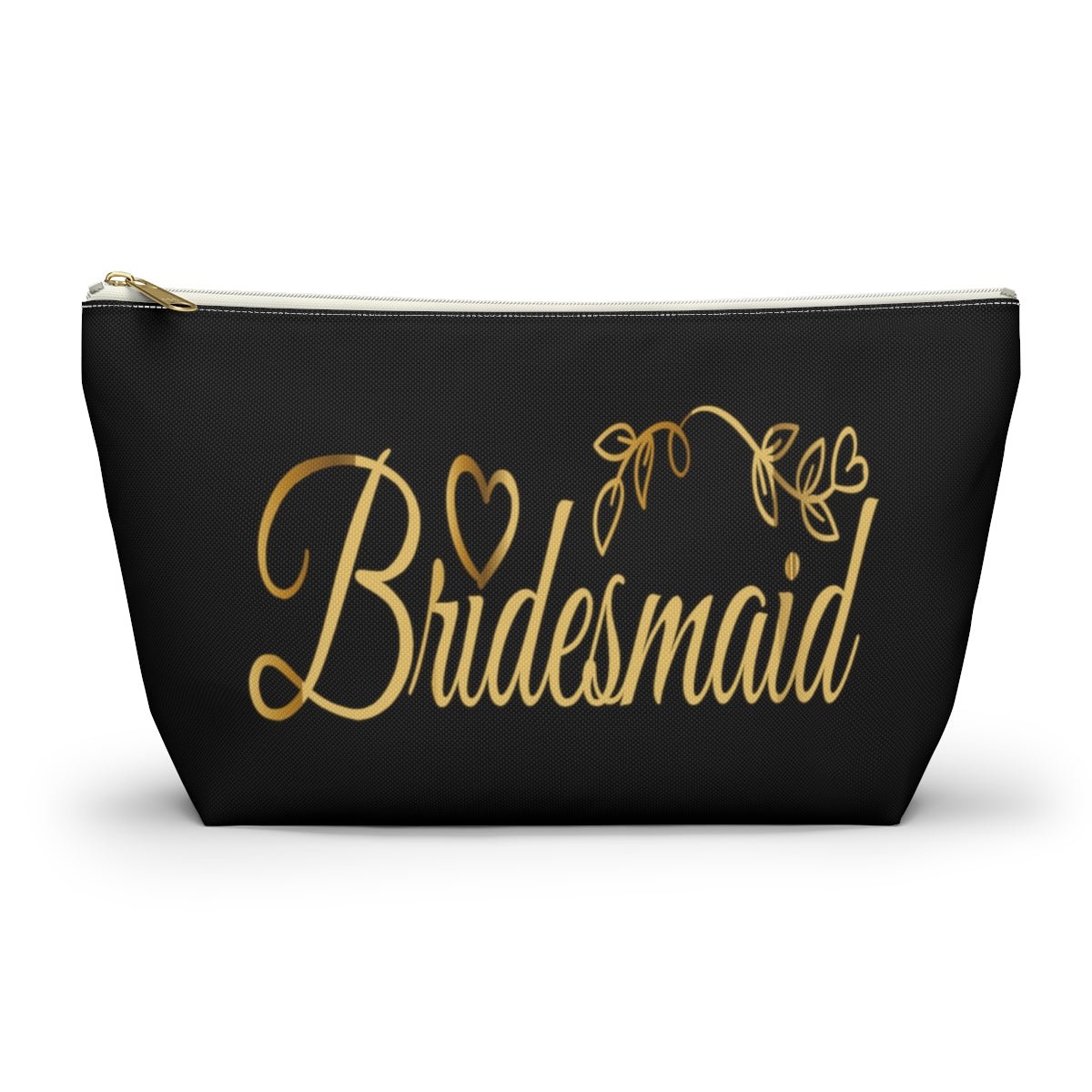 Bridesmaid Accessory Pouch in black w T-bottom cosmetic bag travel bag make-up bag - I Love Heartstrings