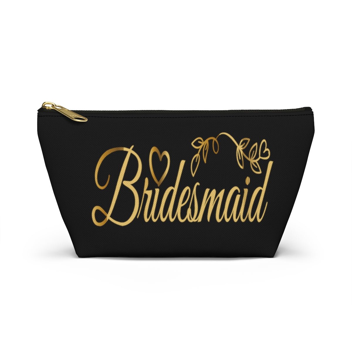 Bridesmaid Accessory Pouch in black w T-bottom cosmetic bag travel bag make-up bag - I Love Heartstrings