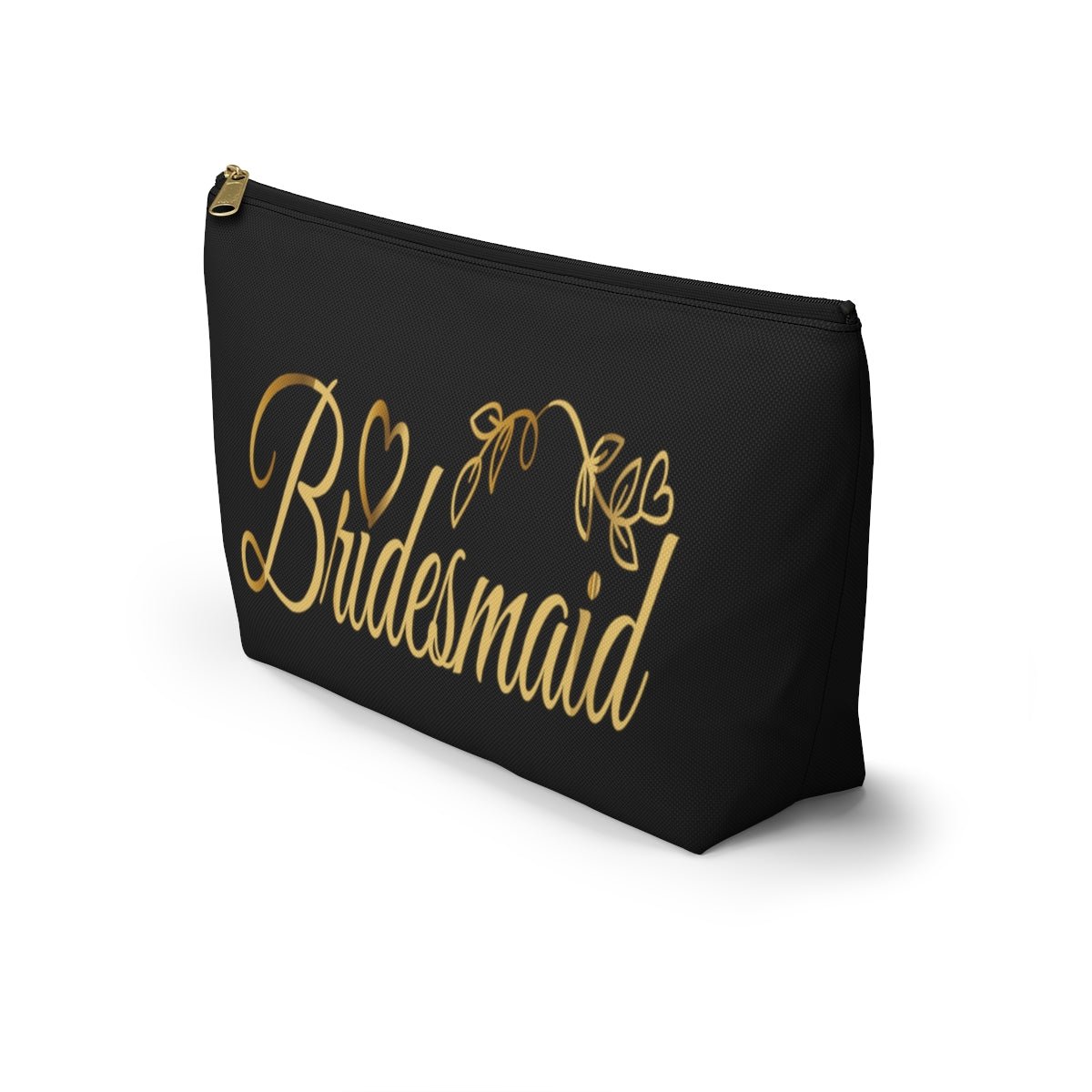 Bridesmaid Accessory Pouch in black w T-bottom cosmetic bag travel bag make-up bag - I Love Heartstrings