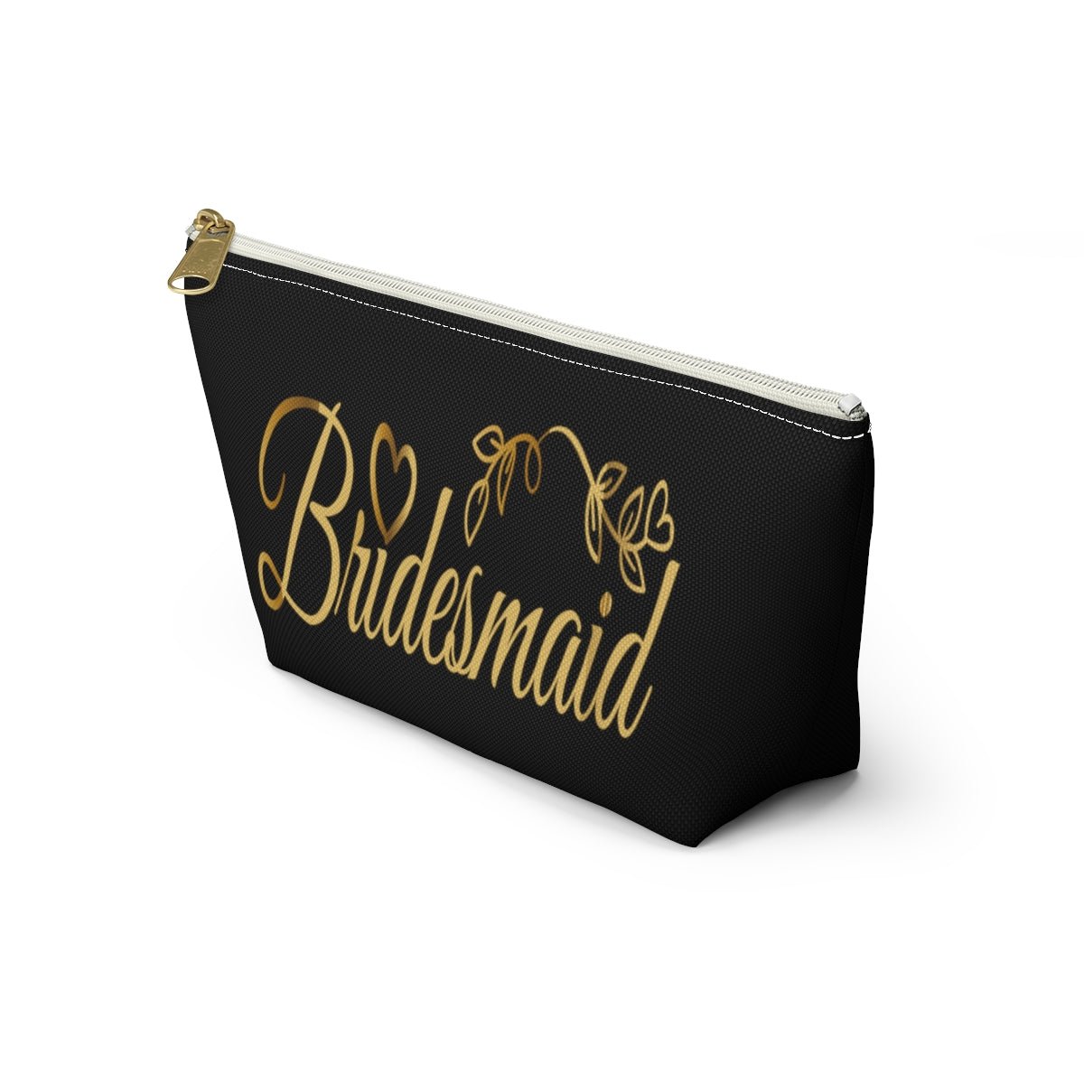 Bridesmaid Accessory Pouch in black w T-bottom cosmetic bag travel bag make-up bag - I Love Heartstrings