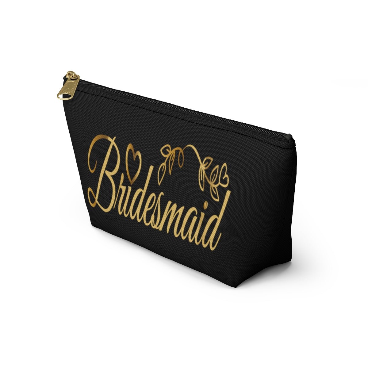 Bridesmaid Accessory Pouch in black w T-bottom cosmetic bag travel bag make-up bag - I Love Heartstrings