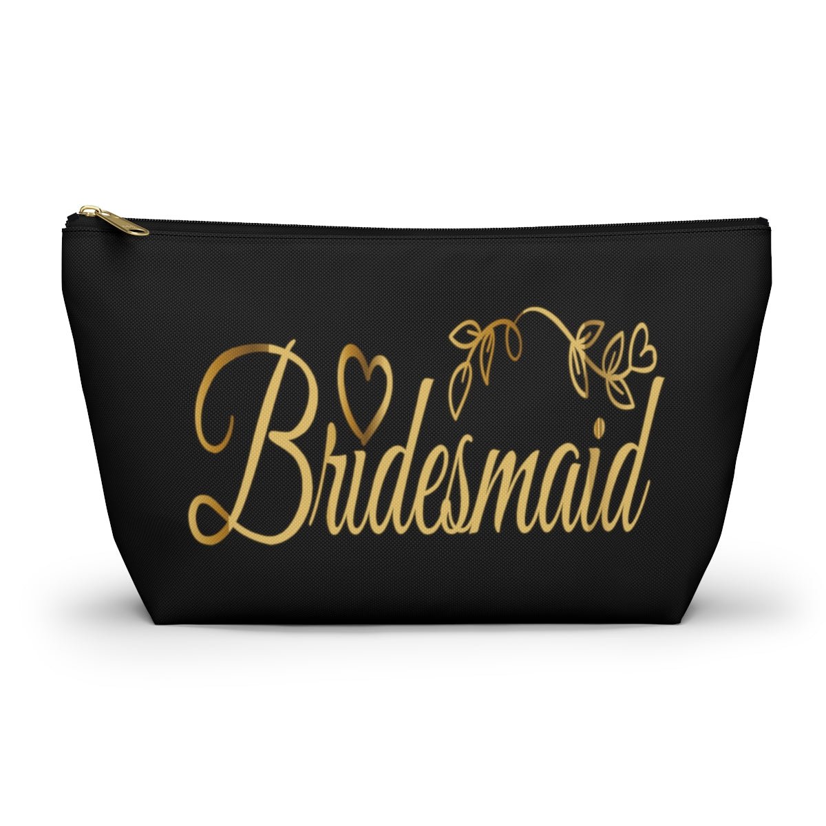 Bridesmaid Accessory Pouch in black w T-bottom cosmetic bag travel bag make-up bag - I Love Heartstrings