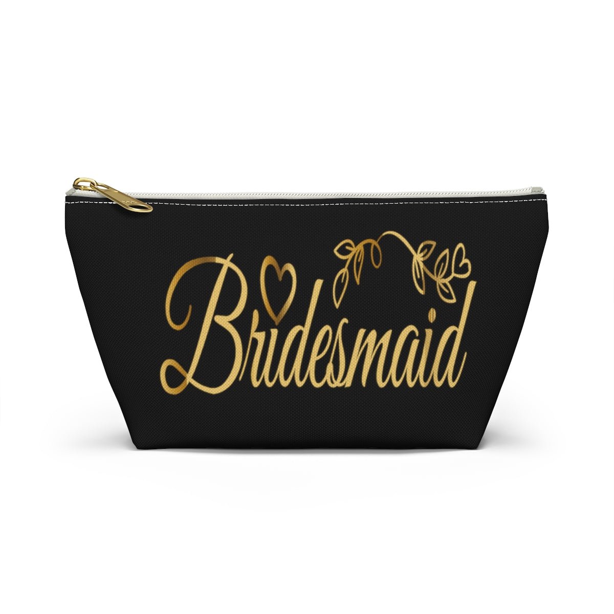 Bridesmaid Accessory Pouch in black w T-bottom cosmetic bag travel bag make-up bag - I Love Heartstrings