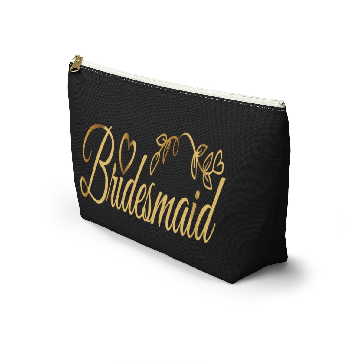 Bridesmaid Accessory Pouch in black w T-bottom cosmetic bag travel bag make-up bag - I Love Heartstrings