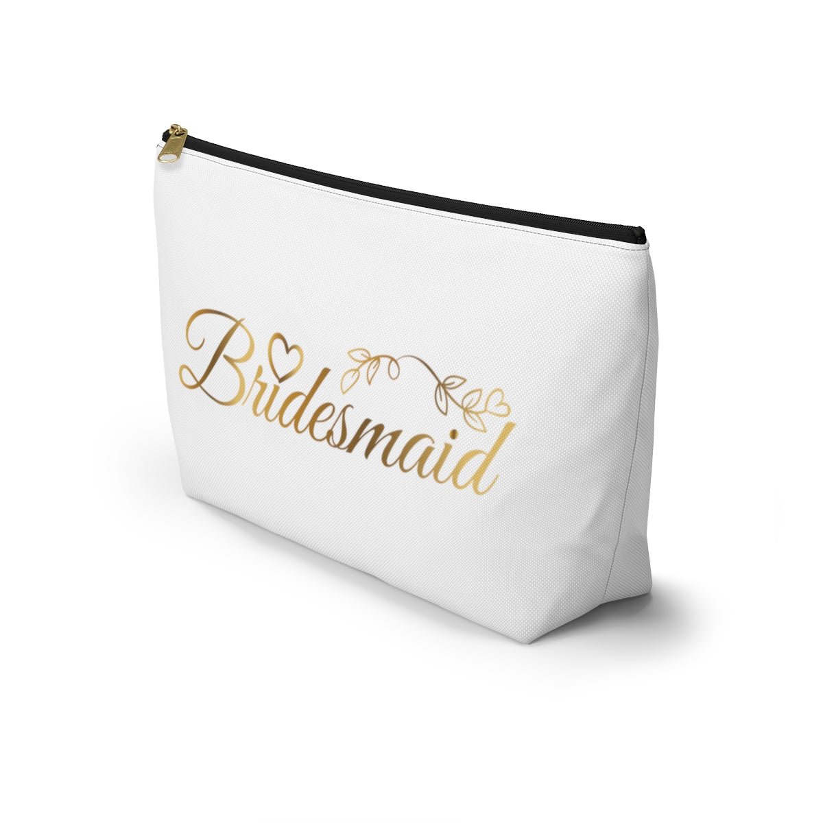 Bridesmaid Accessory Pouch in White w T-bottom Bridal party gift Bridesmaid cosmetic bag travel bag make-up bag - I Love Heartstrings