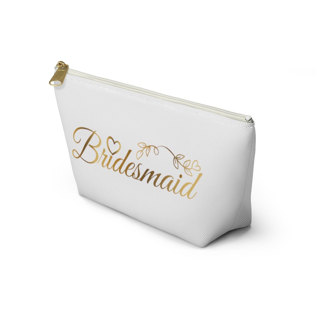 Bridesmaid Accessory Pouch in White w T-bottom Bridal party gift Bridesmaid cosmetic bag travel bag make-up bag - I Love Heartstrings