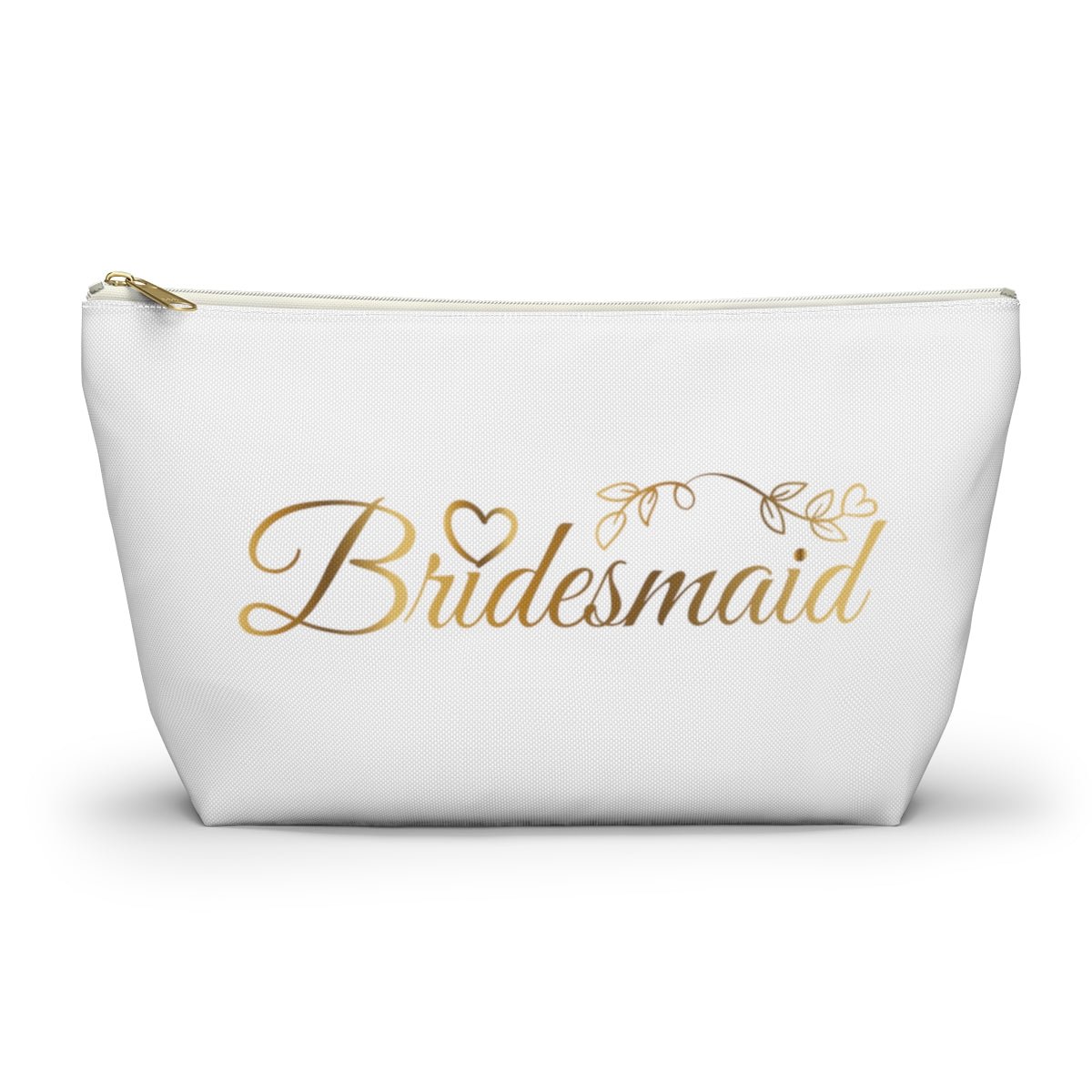 Bridesmaid Accessory Pouch in White w T-bottom Bridal party gift Bridesmaid cosmetic bag travel bag make-up bag - I Love Heartstrings