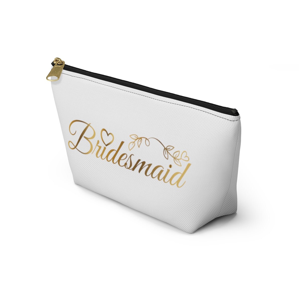 Bridesmaid Accessory Pouch in White w T-bottom Bridal party gift Bridesmaid cosmetic bag travel bag make-up bag - I Love Heartstrings